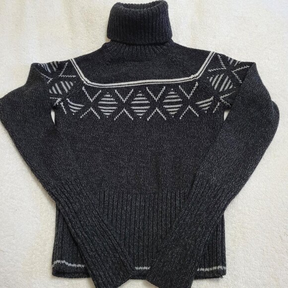 Icebreaker Merino Charcoal Fair Isle Turtleneck - Fitted & Very Soft - Picture 2 of 7